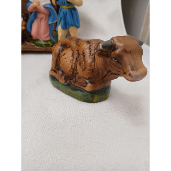 VNTG Nativity Set Hand Carved Wood Hand Painted 11 Pieces Stable Japan Christmas - Picture 8 of 16